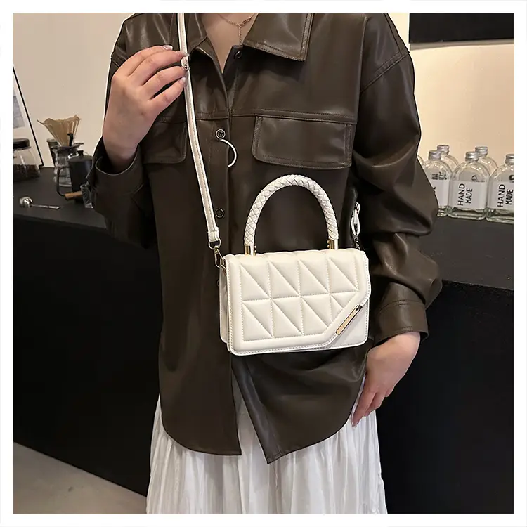 2025 Black Embossed Square Shoulder Bag with Gold Hardware — feature 39
