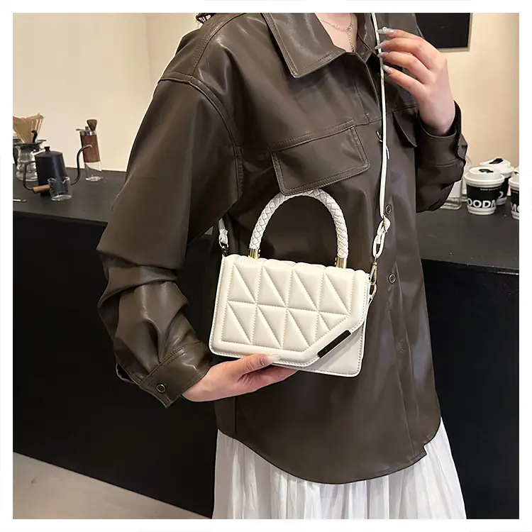 2025 Black Embossed Square Shoulder Bag with Gold Hardware — feature 40