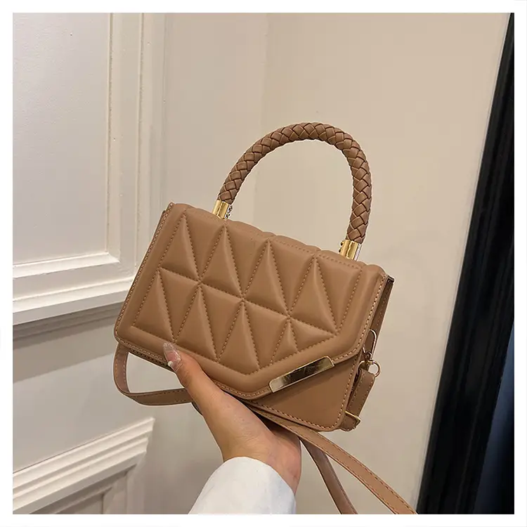 2025 Black Embossed Square Shoulder Bag with Gold Hardware — feature 41
