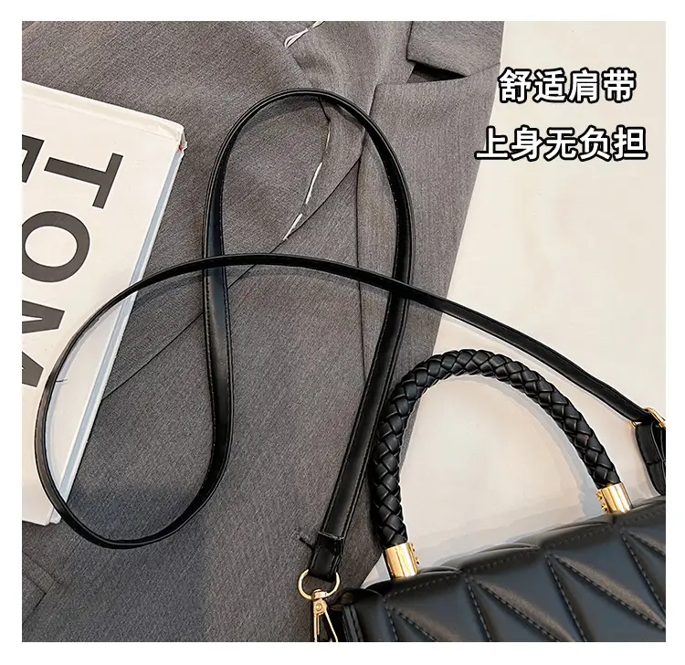 2025 Black Embossed Square Shoulder Bag with Gold Hardware — feature 5