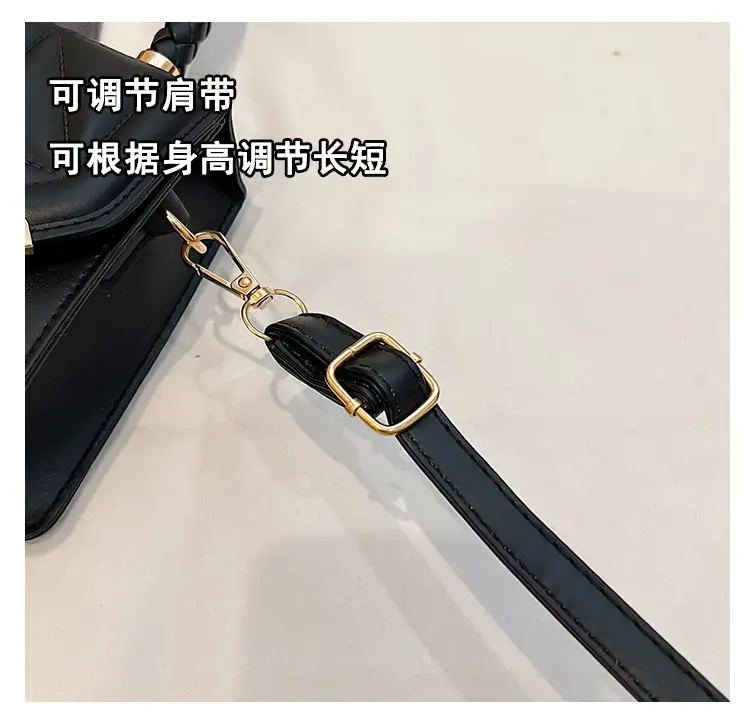 2025 Black Embossed Square Shoulder Bag with Gold Hardware — feature 8