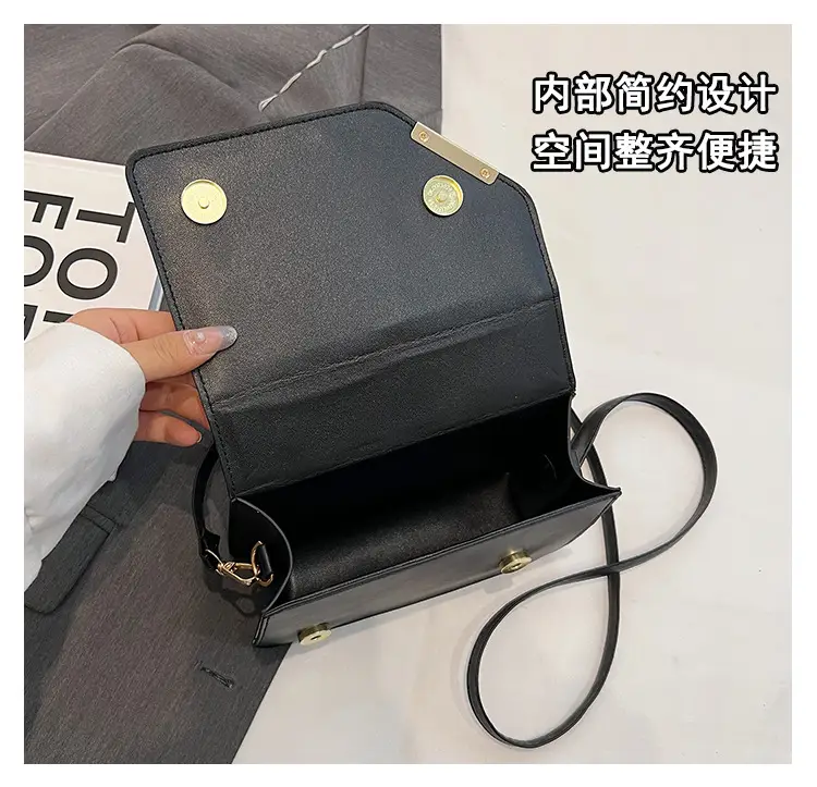 2025 Black Embossed Square Shoulder Bag with Gold Hardware — feature 9