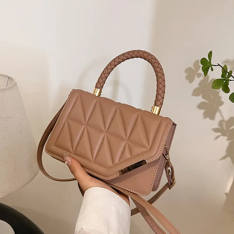 2025 Black Embossed Square Shoulder Bag with Gold Hardware - Image 4