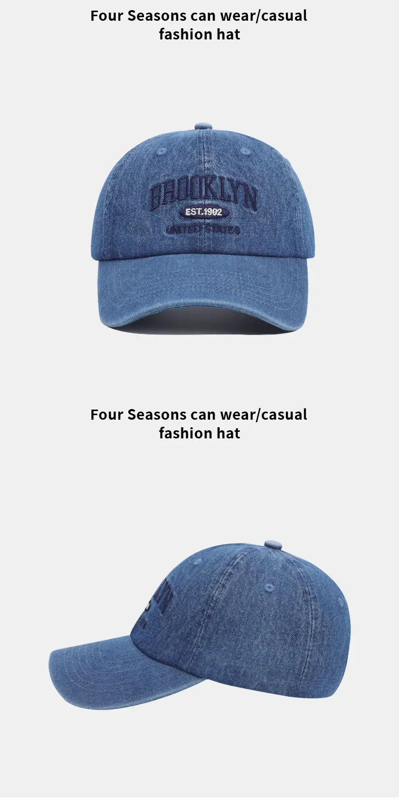 Women Denim Baseball Cap Large Head Circumference — feature 11