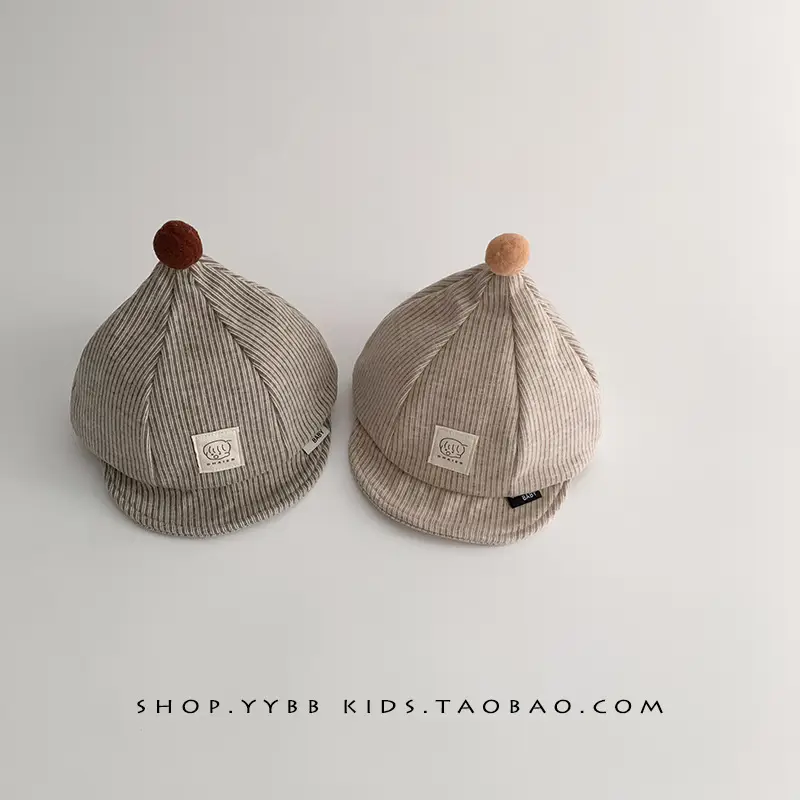 Baby Beige Peaked Hat for Kids Small Winter Warm - Image 3