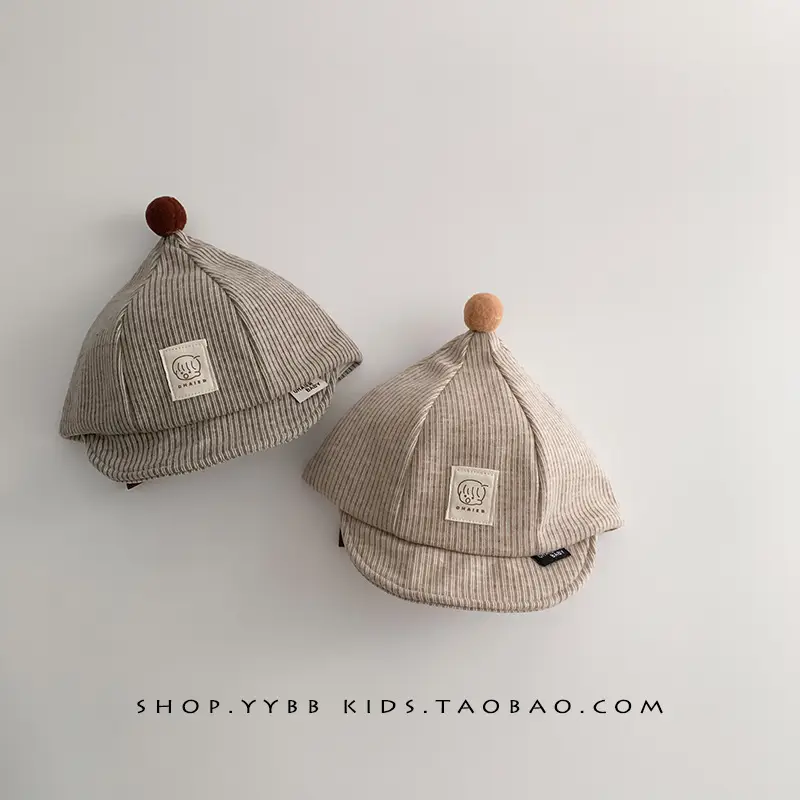 Baby Beige Peaked Hat for Kids Small Winter Warm - Image 6