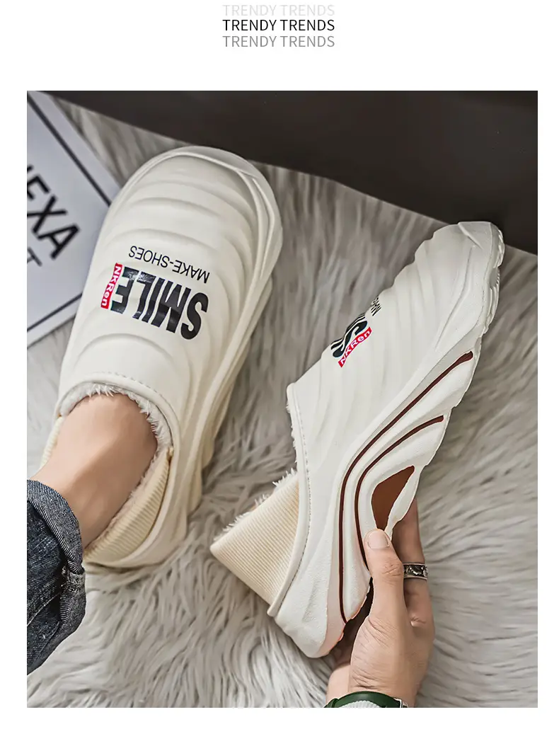 Men's Cotton Slippers, Winter Velvet Warm Home Cotton Shoes, Heel-Covering Outer Wear, Non-Slip and Waterproof Men's Slippers — feature 10