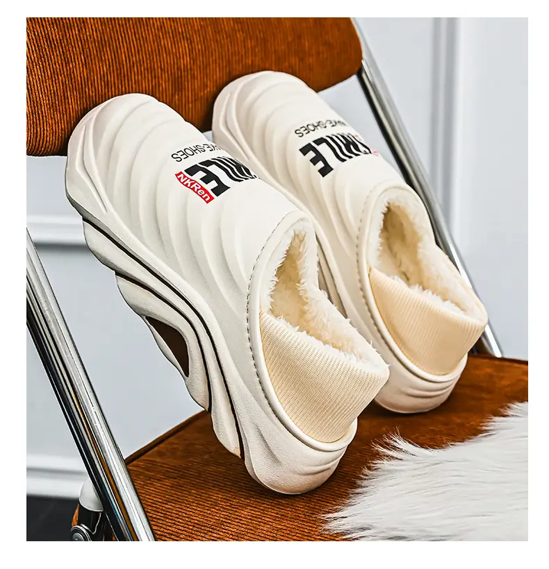 Men's Cotton Slippers, Winter Velvet Warm Home Cotton Shoes, Heel-Covering Outer Wear, Non-Slip and Waterproof Men's Slippers — feature 12