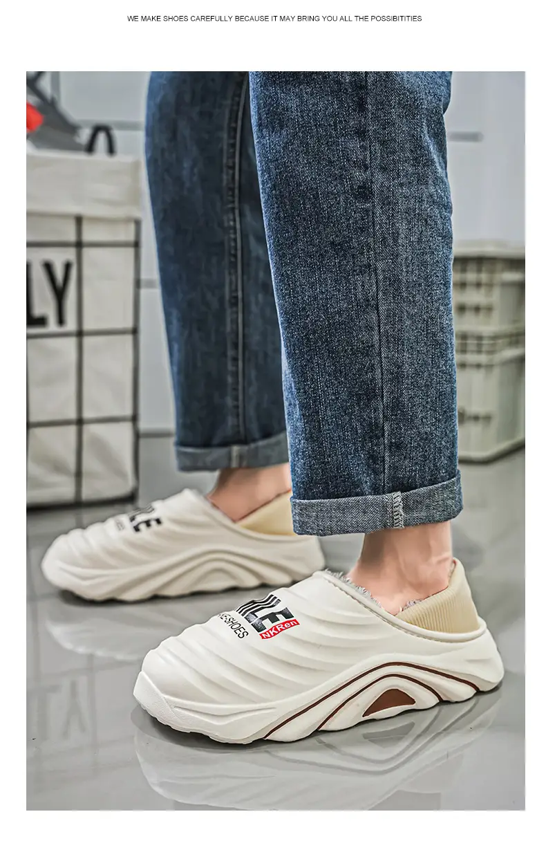 Men's Cotton Slippers, Winter Velvet Warm Home Cotton Shoes, Heel-Covering Outer Wear, Non-Slip and Waterproof Men's Slippers — feature 14