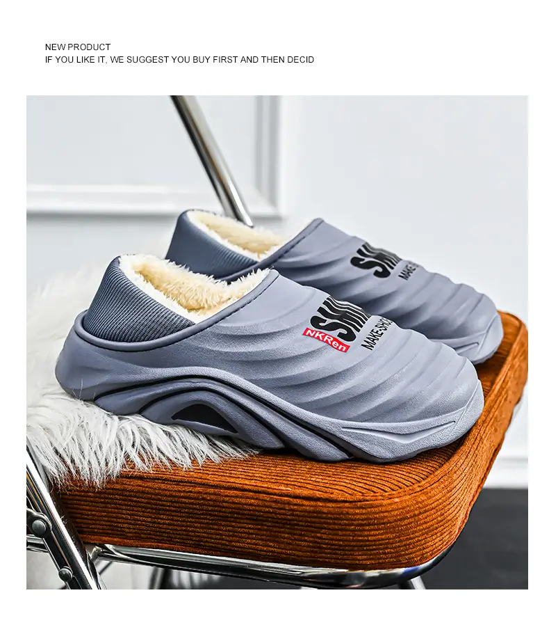 Men's Cotton Slippers, Winter Velvet Warm Home Cotton Shoes, Heel-Covering Outer Wear, Non-Slip and Waterproof Men's Slippers — feature 15