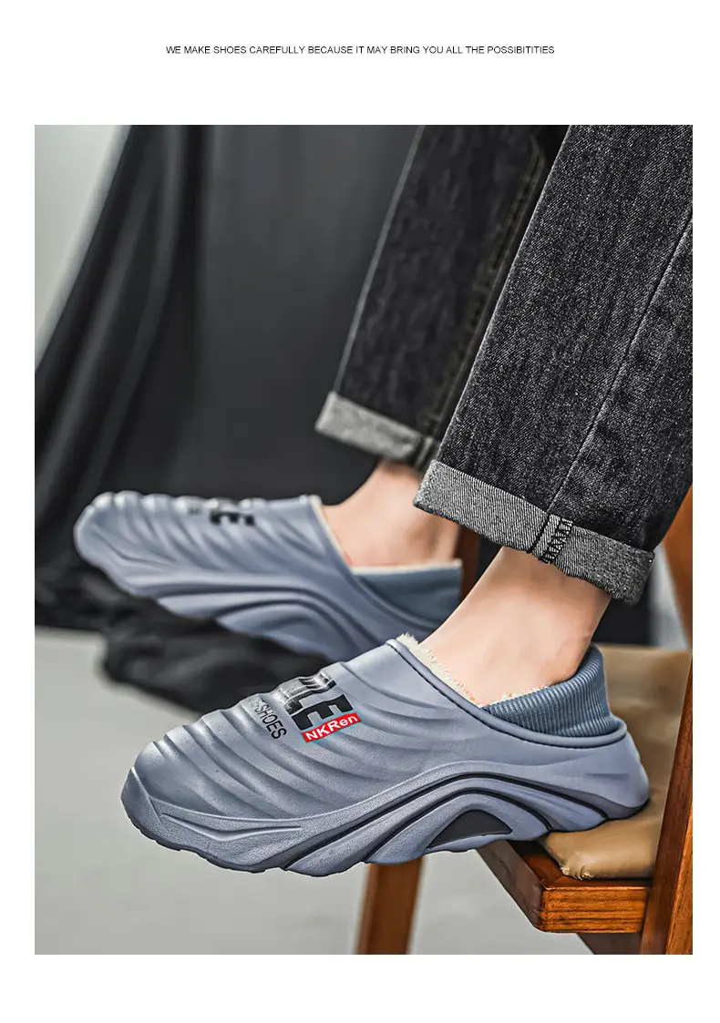 Men's Cotton Slippers, Winter Velvet Warm Home Cotton Shoes, Heel-Covering Outer Wear, Non-Slip and Waterproof Men's Slippers — feature 18