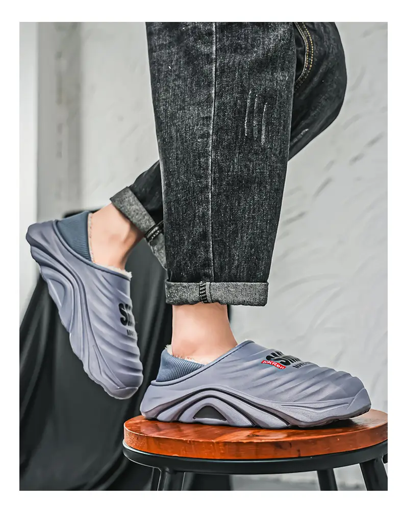 Men's Cotton Slippers, Winter Velvet Warm Home Cotton Shoes, Heel-Covering Outer Wear, Non-Slip and Waterproof Men's Slippers — feature 19