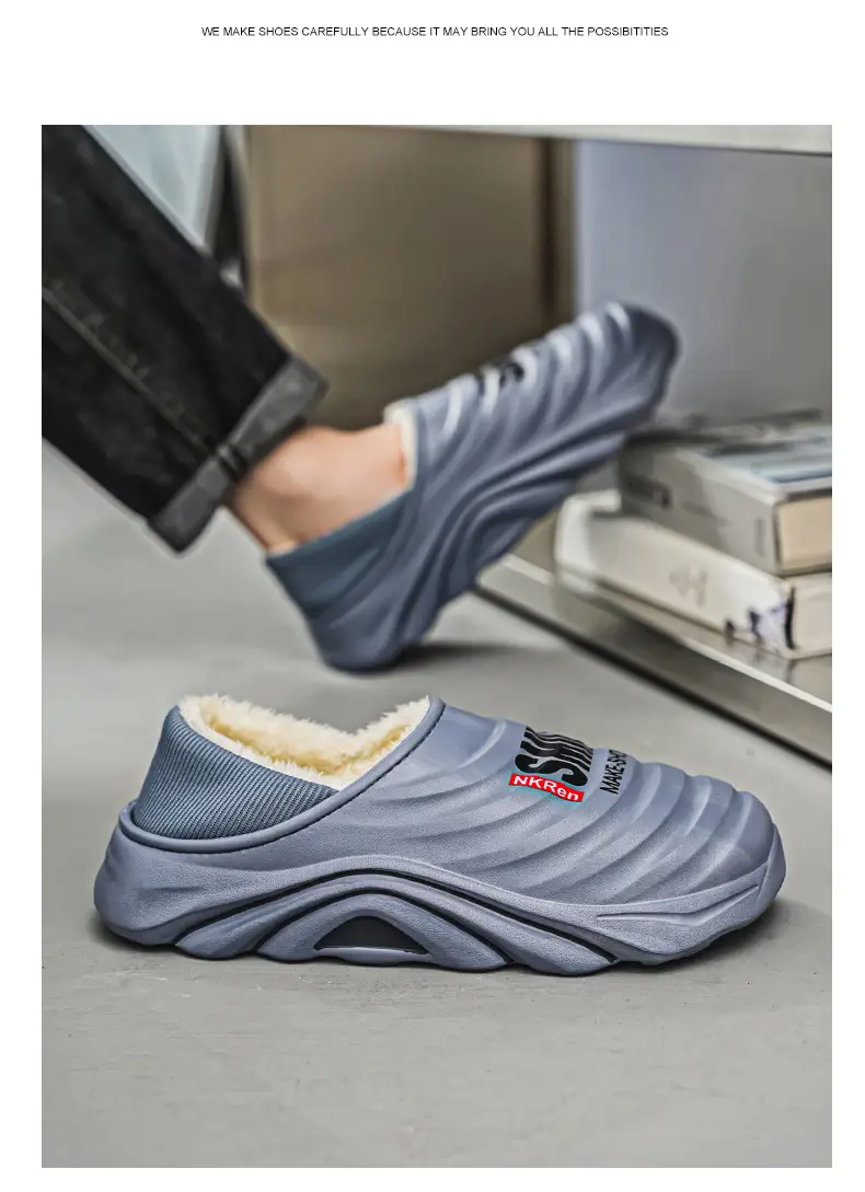 Men's Cotton Slippers, Winter Velvet Warm Home Cotton Shoes, Heel-Covering Outer Wear, Non-Slip and Waterproof Men's Slippers — feature 21