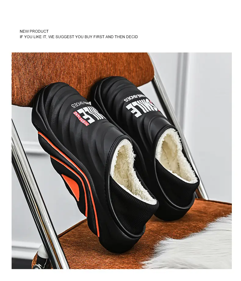 Men's Cotton Slippers, Winter Velvet Warm Home Cotton Shoes, Heel-Covering Outer Wear, Non-Slip and Waterproof Men's Slippers — feature 22