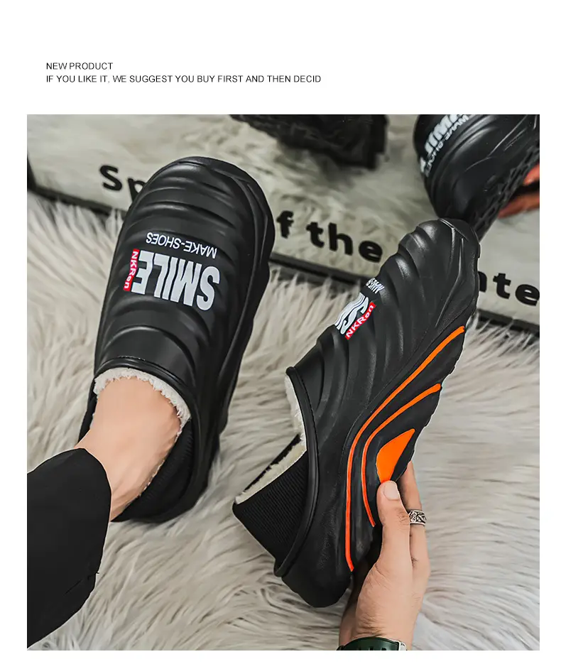 Men's Cotton Slippers, Winter Velvet Warm Home Cotton Shoes, Heel-Covering Outer Wear, Non-Slip and Waterproof Men's Slippers — feature 24