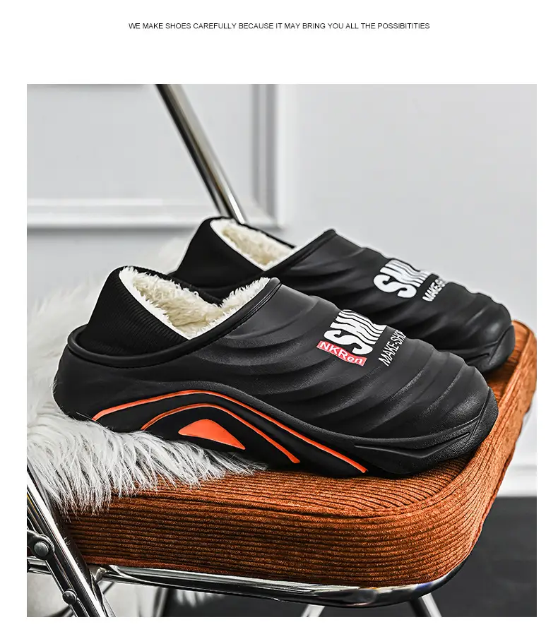 Men's Cotton Slippers, Winter Velvet Warm Home Cotton Shoes, Heel-Covering Outer Wear, Non-Slip and Waterproof Men's Slippers — feature 25
