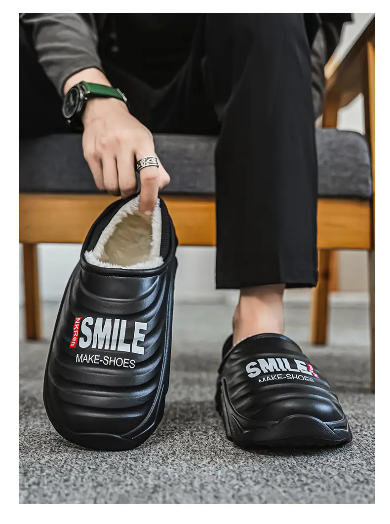 Men's Cotton Slippers, Winter Velvet Warm Home Cotton Shoes, Heel-Covering Outer Wear, Non-Slip and Waterproof Men's Slippers — feature 27