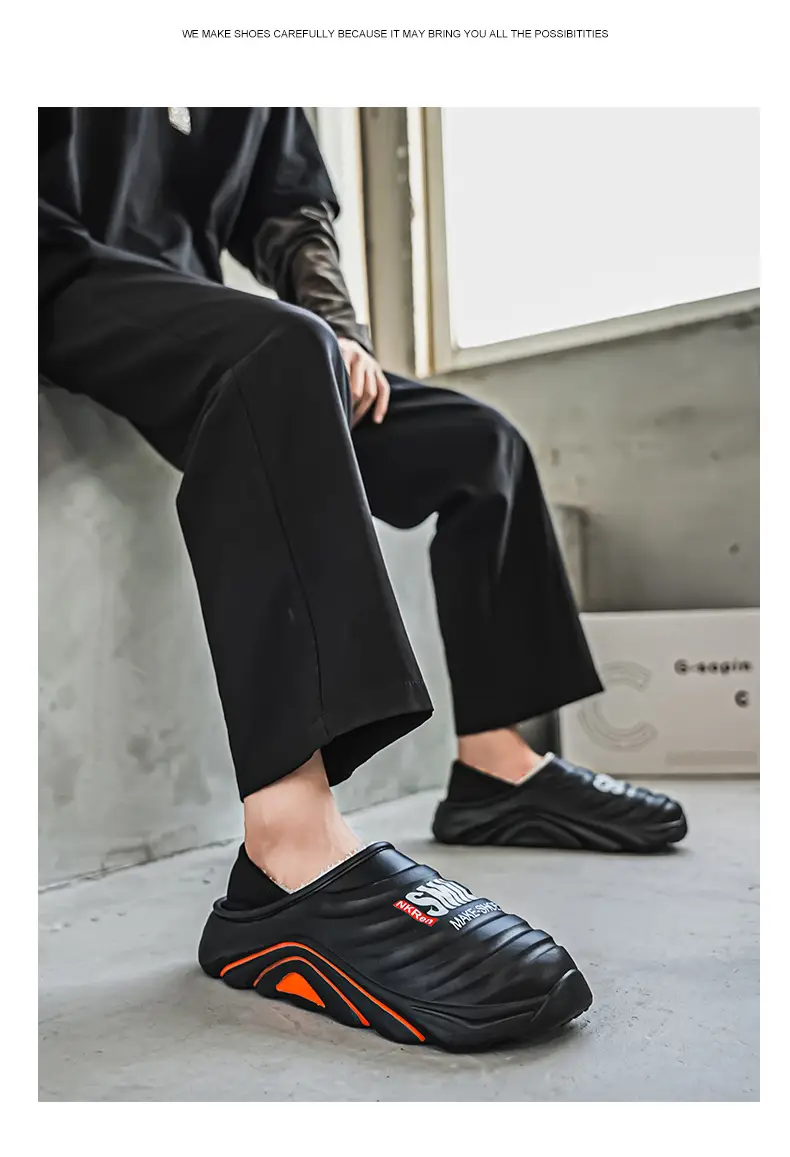 Men's Cotton Slippers, Winter Velvet Warm Home Cotton Shoes, Heel-Covering Outer Wear, Non-Slip and Waterproof Men's Slippers — feature 28