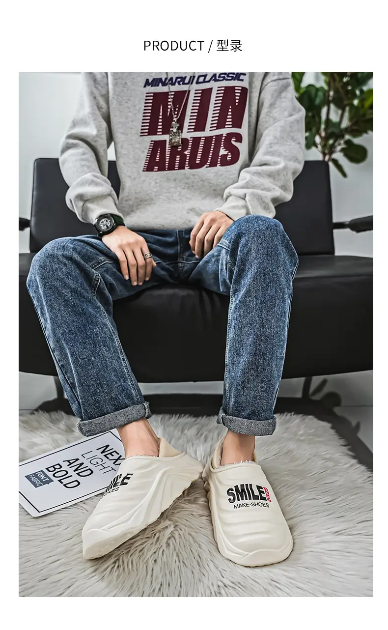 Men's Cotton Slippers, Winter Velvet Warm Home Cotton Shoes, Heel-Covering Outer Wear, Non-Slip and Waterproof Men's Slippers — feature 8