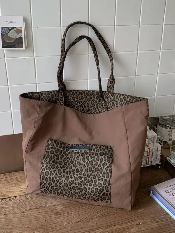 Leopard Print Canvas Tote Bag Large Capacity 2025 - Image 4