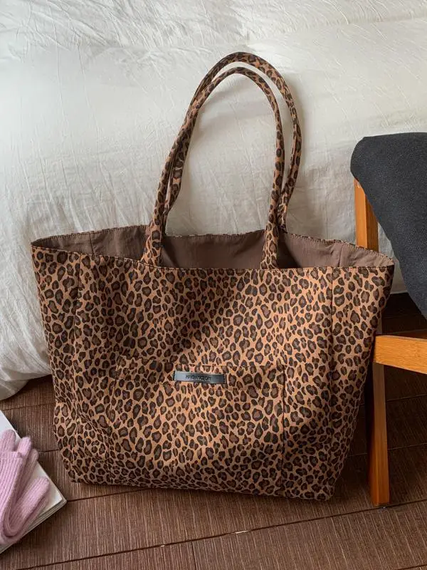 Leopard Print Canvas Tote Bag Large Capacity 2025 - Image 7