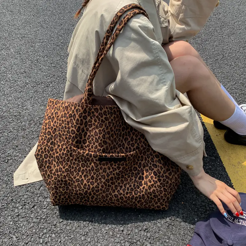 Leopard Print Canvas Tote Bag Large Capacity 2025 - Image 2