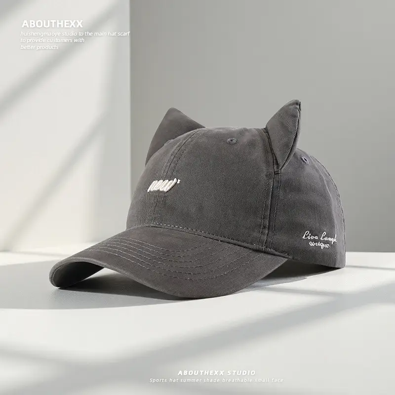 Japanese Cat Ear Hat Women Hip-Hop Street Baseball Cap Men Face-Slimming Sunshade Cap