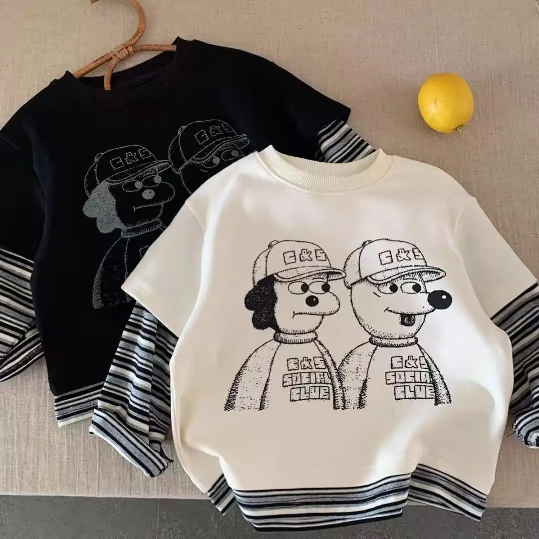 Children's Cartoon T-Shirt Boys Faux Two Piece Set — feature 4