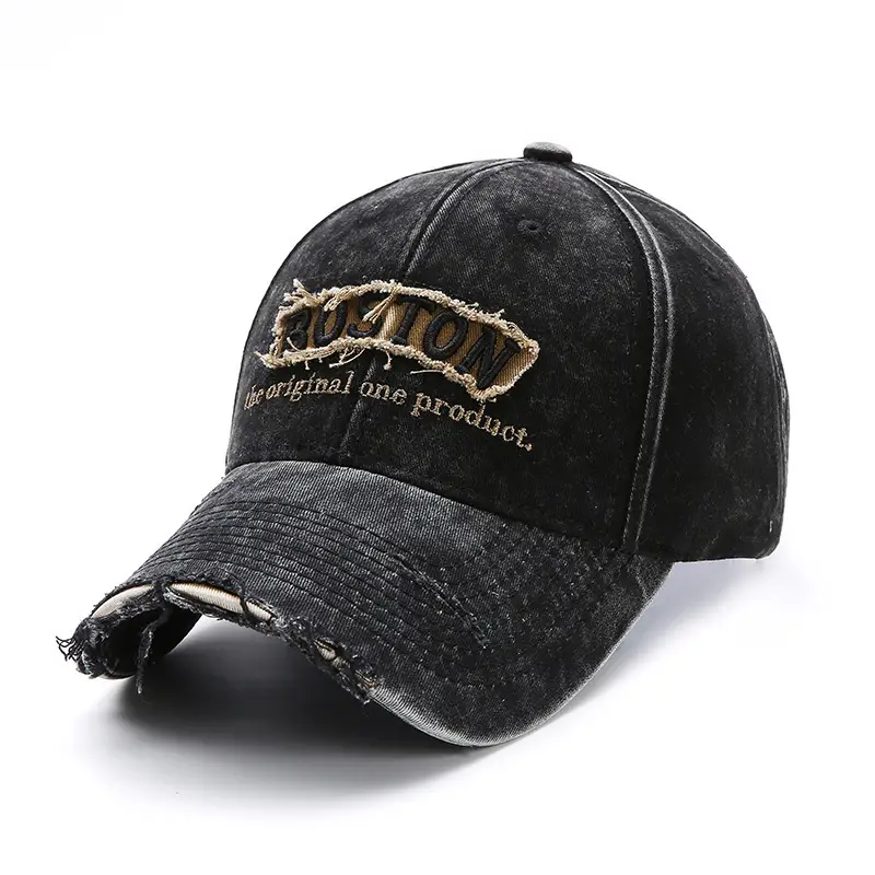 Purple Vintage Denim Baseball Cap with Embroidered Letter