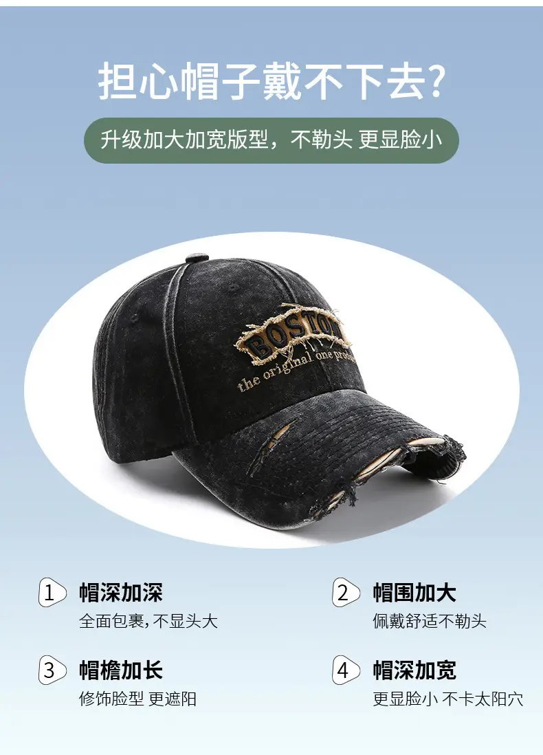 Purple Vintage Denim Baseball Cap with Embroidered Letter — feature 4