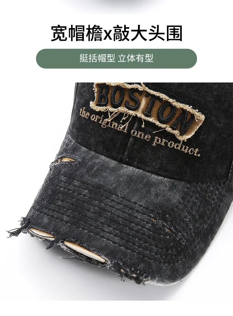 Purple Vintage Denim Baseball Cap with Embroidered Letter — feature 6