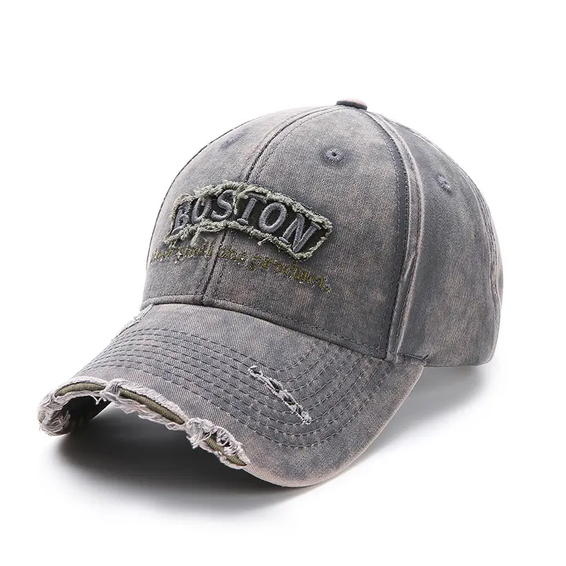 Purple Vintage Denim Baseball Cap with Embroidered Letter