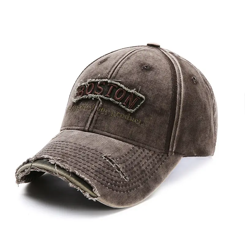 Purple Vintage Denim Baseball Cap with Embroidered Letter