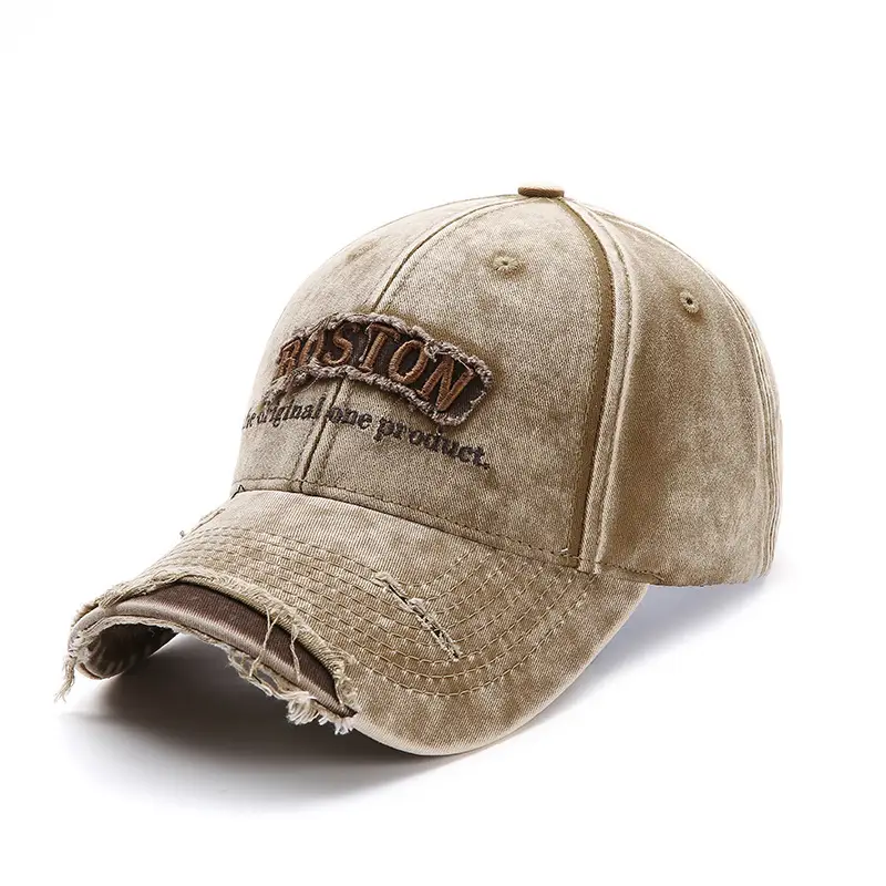 Purple Vintage Denim Baseball Cap with Embroidered Letter