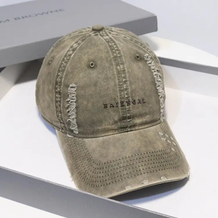Washed Vintage Denim Cap Women Grey Baseball - Image 9