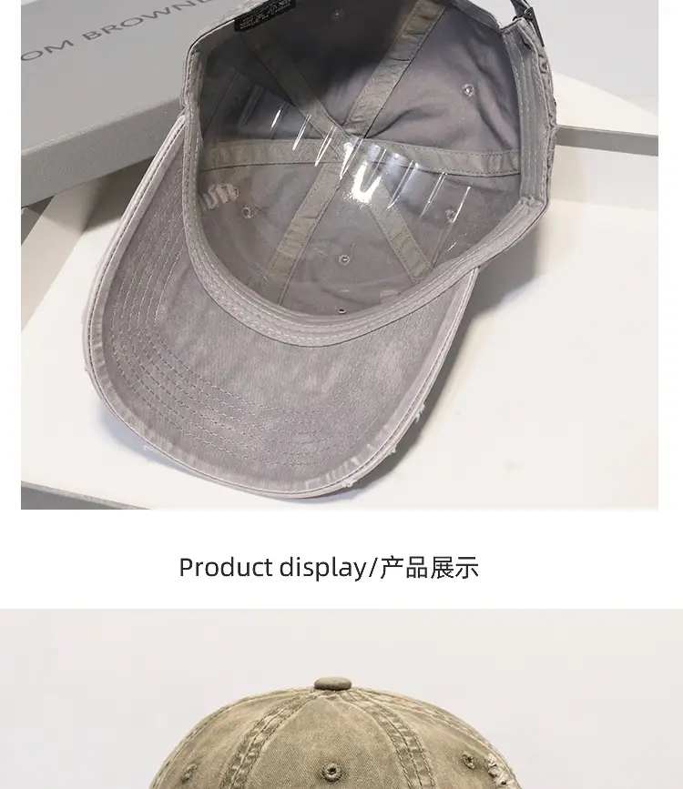 Washed Vintage Denim Cap Women Grey Baseball — feature 4