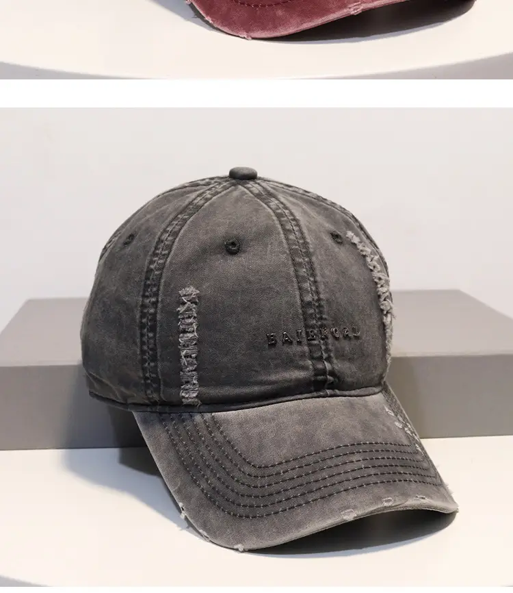 Washed Vintage Denim Cap Women Grey Baseball — feature 8