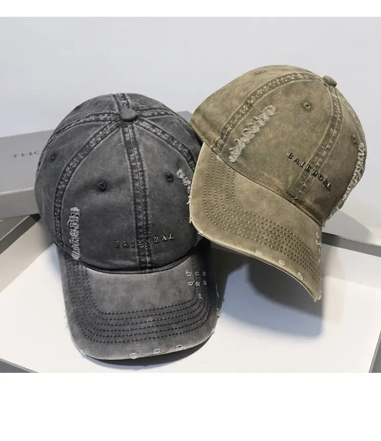Washed Vintage Denim Cap Women Grey Baseball — feature 9
