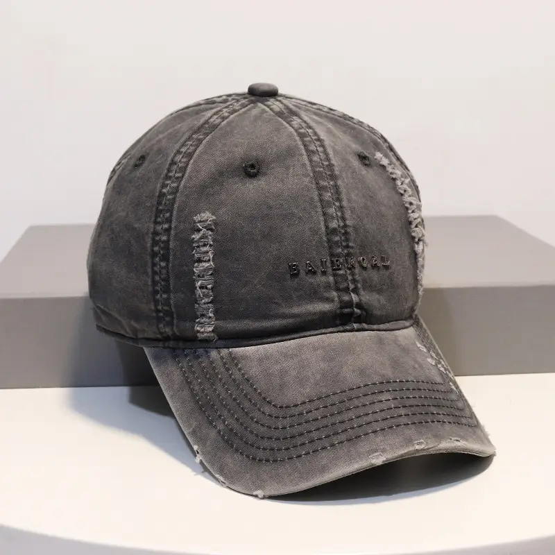 Washed Vintage Denim Cap Women Grey Baseball - Image 5
