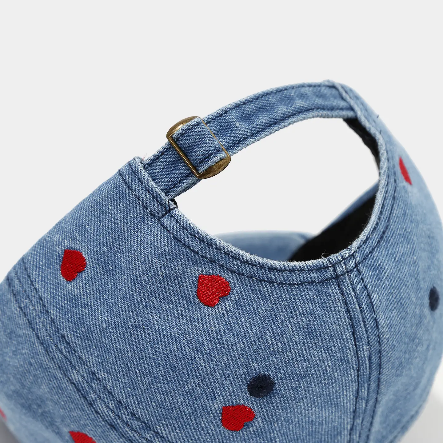 Women Heart Embroidered Denim Baseball Cap Blue — feature 10