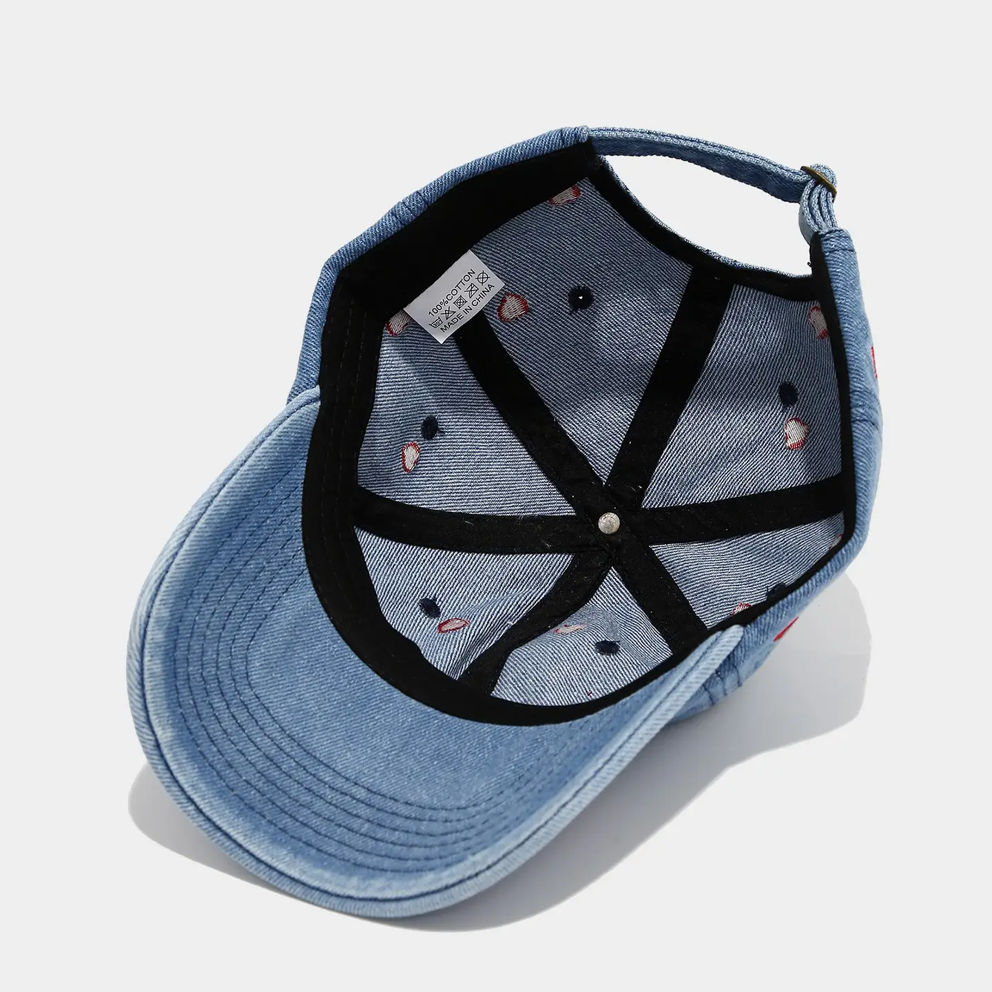Women Heart Embroidered Denim Baseball Cap Blue — feature 9
