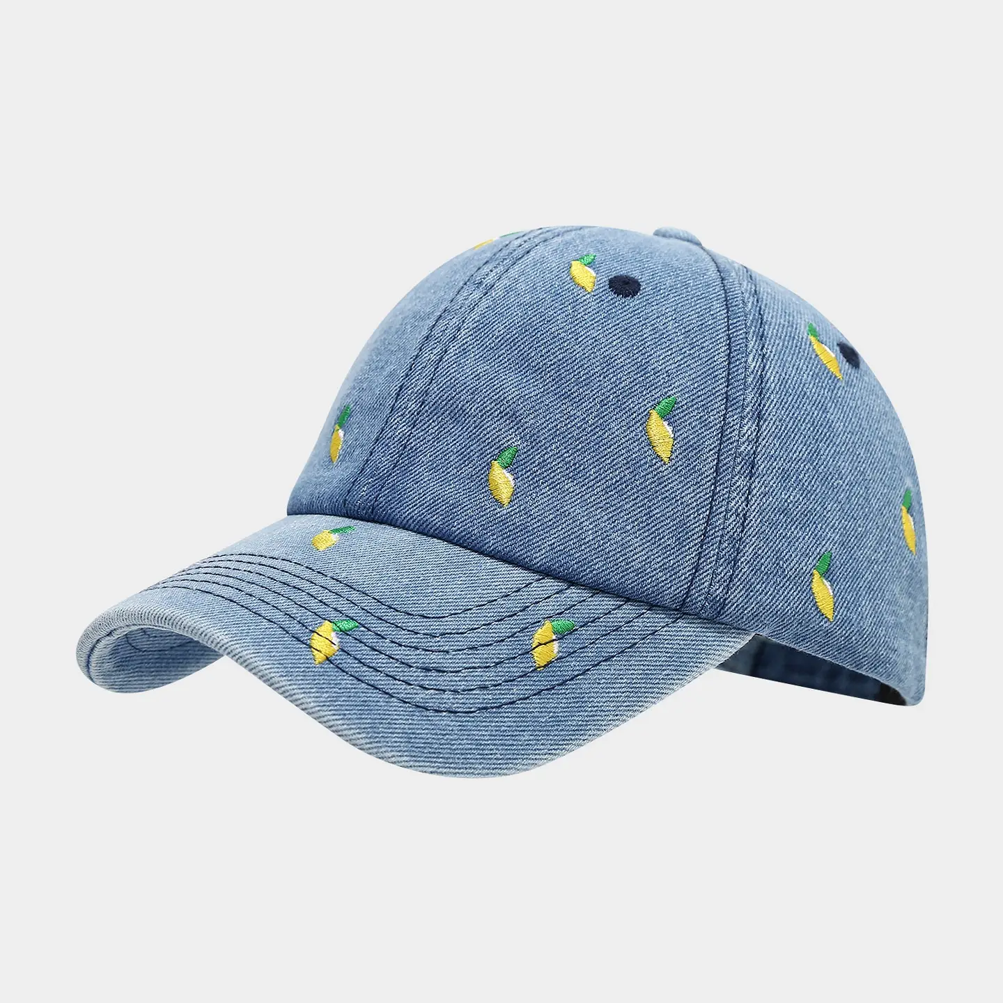 Women Heart Embroidered Denim Baseball Cap Blue - Image 4