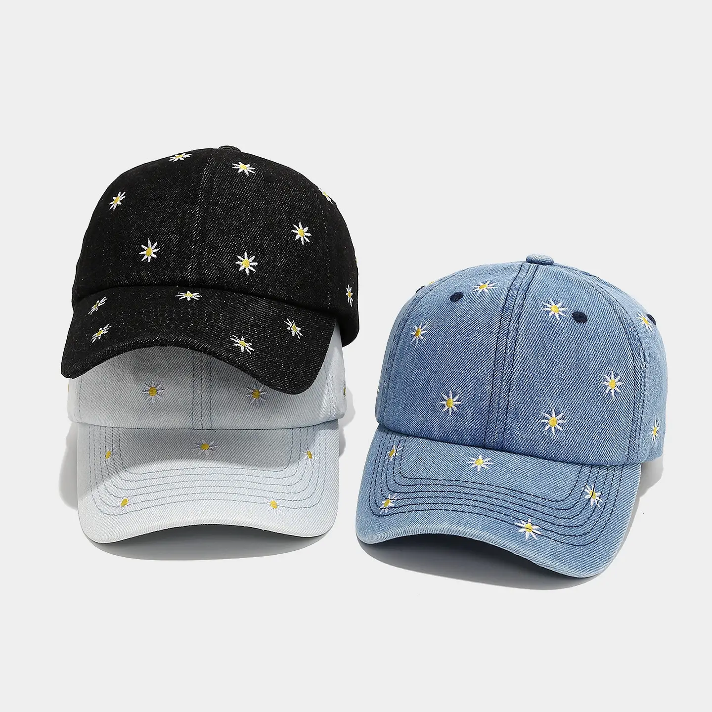 Little Daisy Embroidered Denim Peaked Cap Women - Image 5