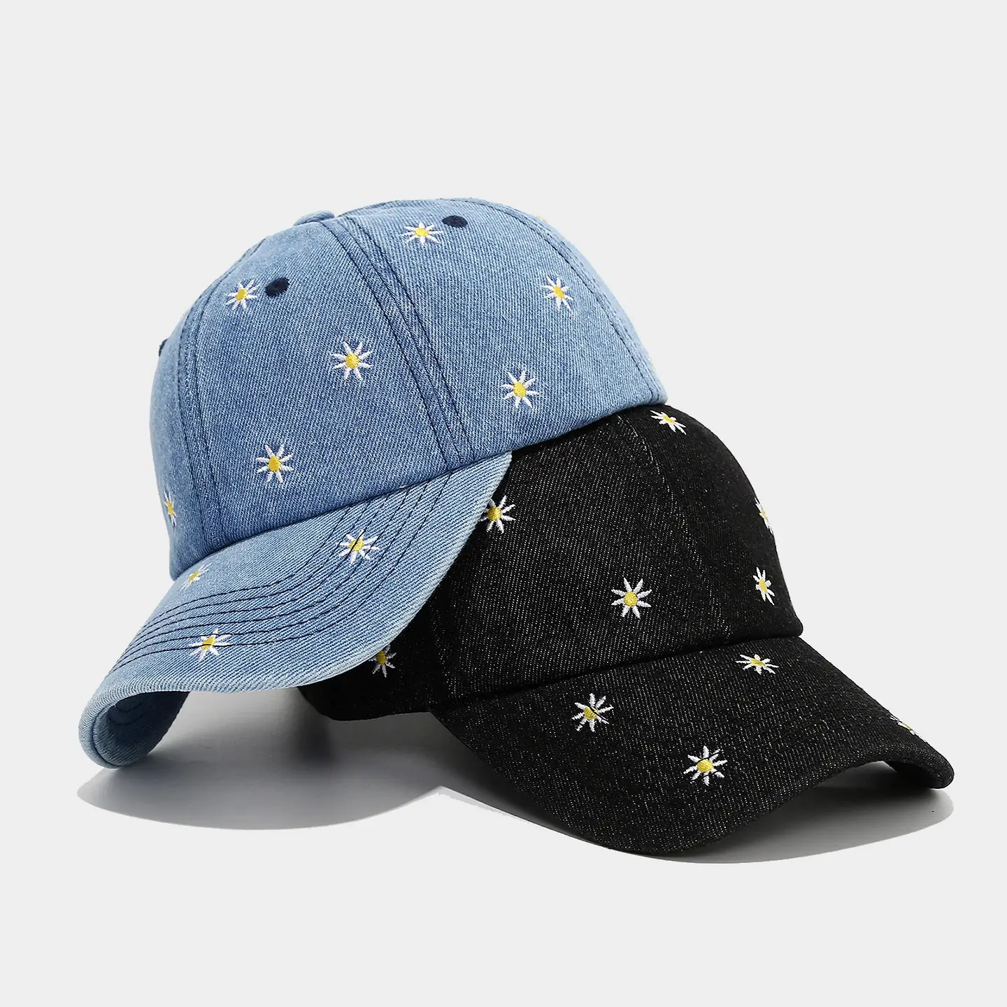 Little Daisy Embroidered Denim Peaked Cap Women - Image 6