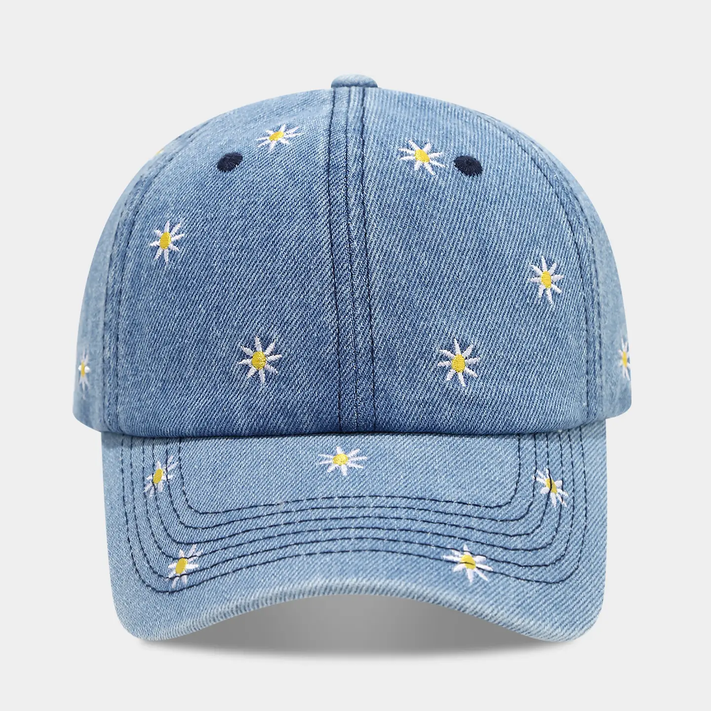 Little Daisy Embroidered Denim Peaked Cap Women - Image 7
