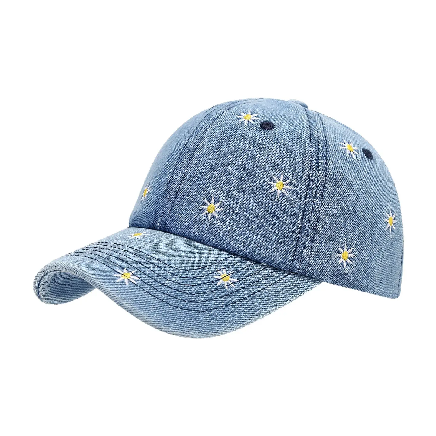 Little Daisy Embroidered Denim Peaked Cap Women - Image 8