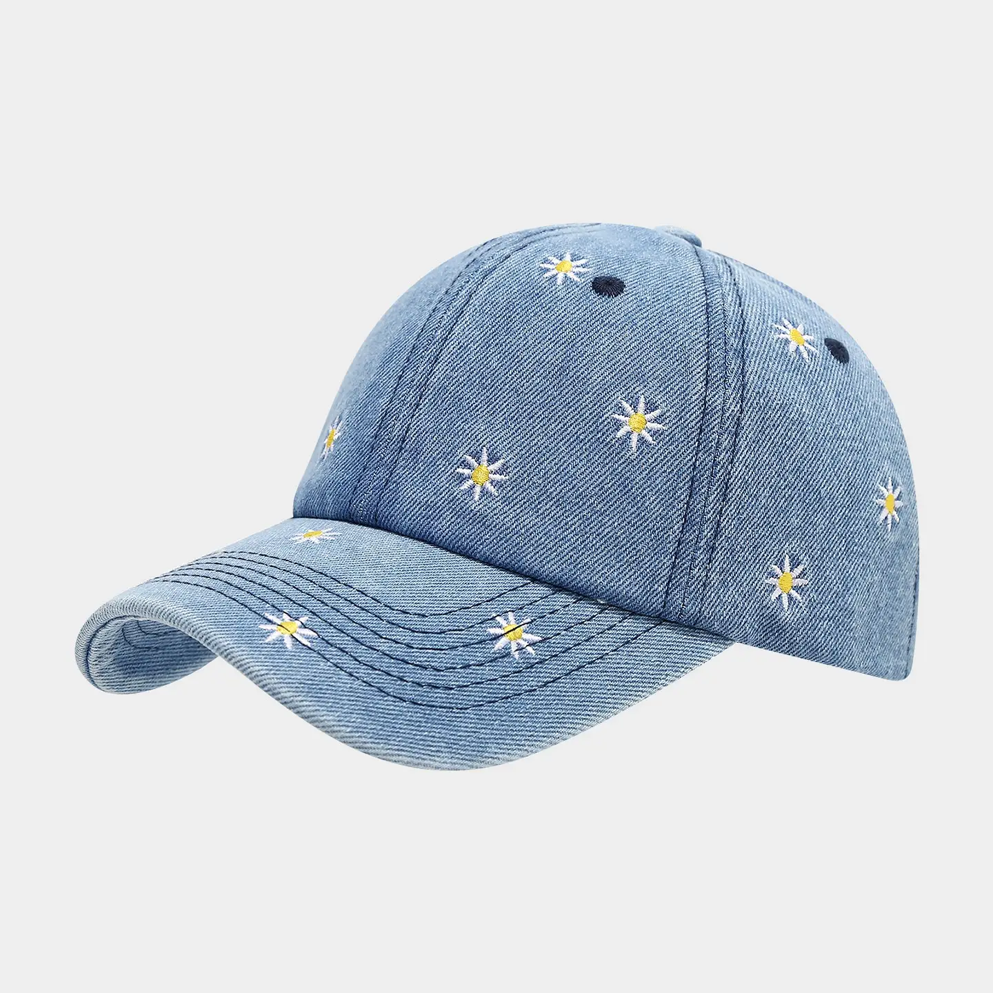 Little Daisy Embroidered Denim Peaked Cap Women - Image 2