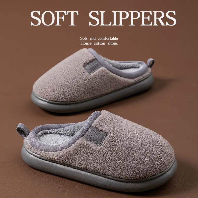Lamb Velvet Cotton Slippers for Women 2025 New Home Indoor Non-Slip Warm Soft Bottom Silent Confinement Cotton Slippers for Men