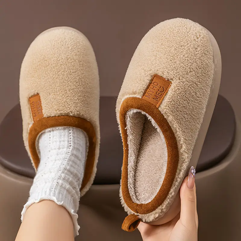 Lamb Velvet Cotton Slippers for Women 2025 New Home Indoor Non-Slip Warm Soft Bottom Silent Confinement Cotton Slippers for Men