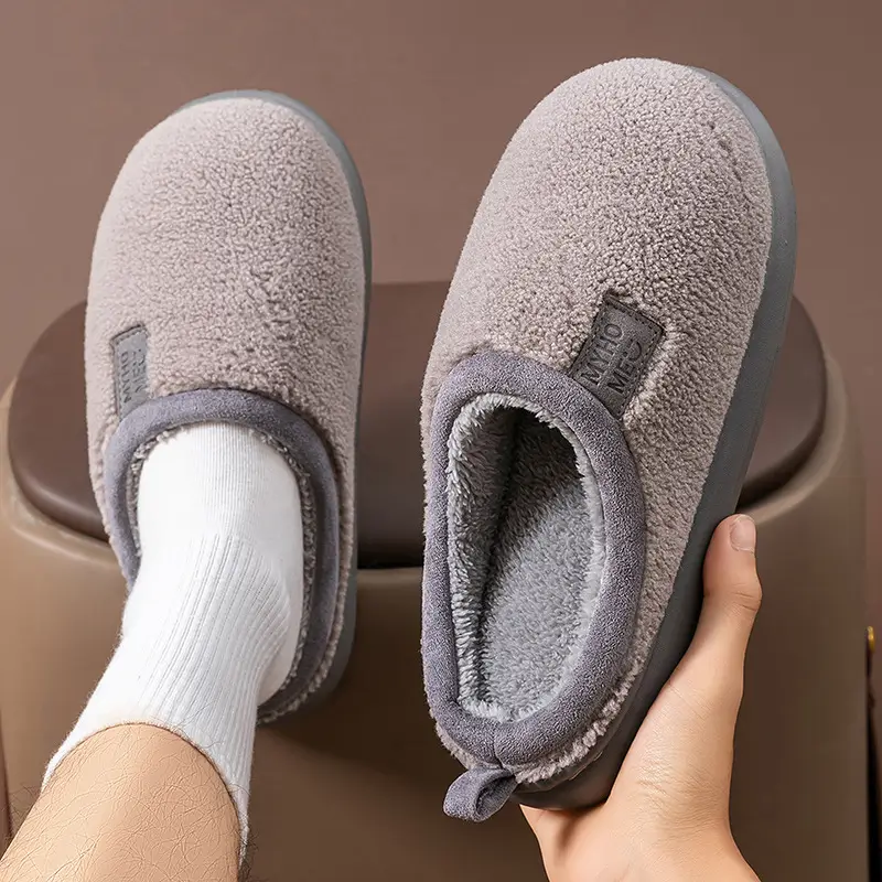 Lamb Velvet Cotton Slippers for Women 2025 New Home Indoor Non-Slip Warm Soft Bottom Silent Confinement Cotton Slippers for Men